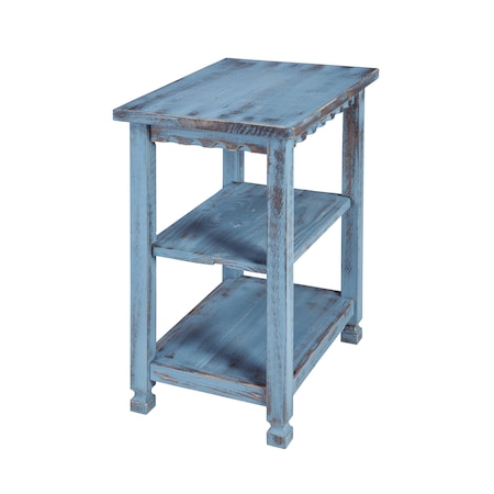 Alaterre Furniture Country Cottage 2 Shelf End Table, Blue Antique Finish ACCA02BA